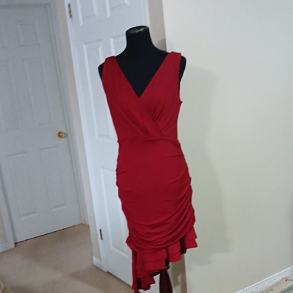 Grace Karin Burgundy High Low Dress - Picture 8 of 9